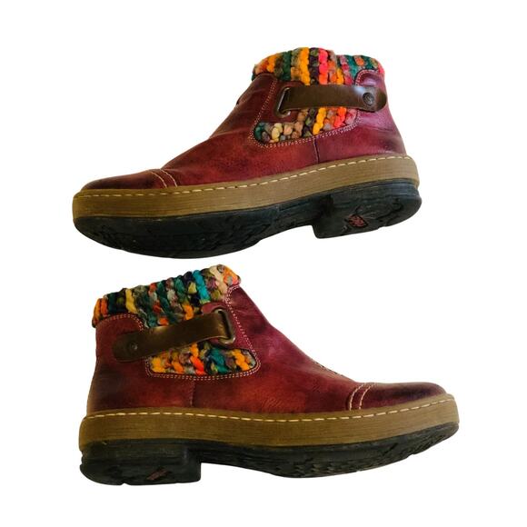Vegan Leather Ankle Boots Size E36 US 5-5.5 Rieker Felicitas Wine Burgundy Boho - Picture 3 of 6